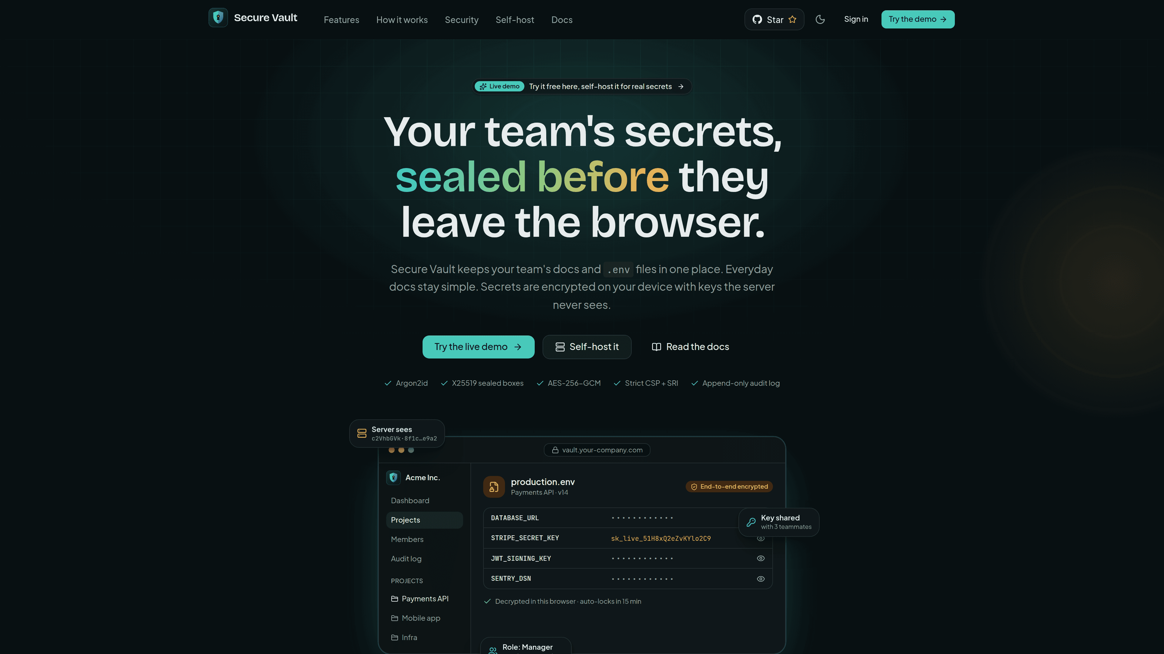 Secure Vault screenshot